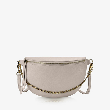 Pebble Grain Leather Dual Strap Curved Belt Sling Bag